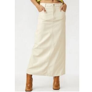 Free People City Slicker Vegan Leather Maxi  Skirt White Size 2